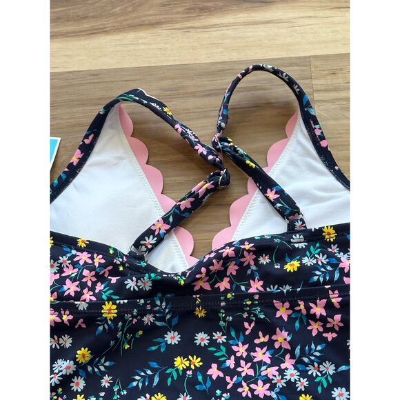 NWOT Draper James Ditsy Garden V-Neck Scallop Tankini Navy Floral Size Small - Picture 5 of 8
